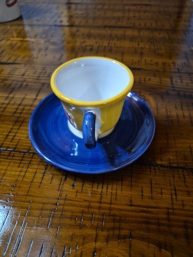 Taza y platillo Demitasse decorados a mano RENARDI HECHO EN ITALIA - Imagen 6 de 17