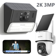 Wansview Solar Wireless Security Camera 360 PTZ 2K 3MP Dual-Cam Human Detection