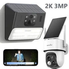 Wansview Solar Wireless Security Camera 360°PTZ 2K 3MP Dual-Cam Human Detection