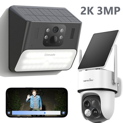 Wansview Solar Wireless Security Camera 360°PTZ 2K 3MP Dual-Cam Human Detection