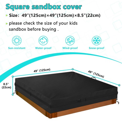 Sandbox Cover, for 49" Lx47 Wx8.5 H Square Sand Box Waterproof, Windproof and... - Picture 2 of 7