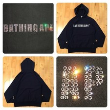 Vintage Swarovski BAPE logo pullover hoodie Navy NIGO A Bathing Ape Size S