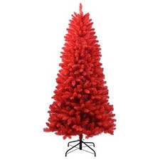 Artificial 4ft Red Christmas Tree with 456 PVC Branch Tips, Hinged Premium