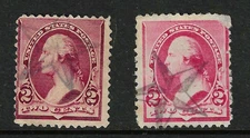 Sc #219 & #220 STAR Fancy Cancel 2 Cent Washington Banknote 1890-93 US 18B33