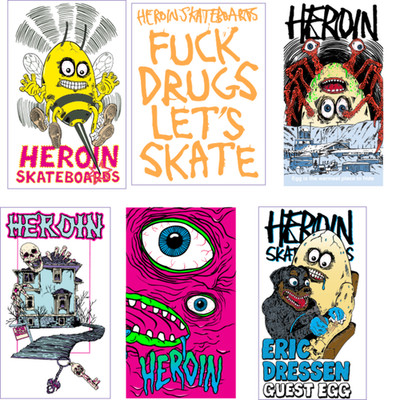Heroin Skateboards Haunted House Stickers Fall 2023 - Sold Separately