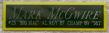 MARK MCGWIRE OAKLAND ATHLETICS NAMEPLATE FOR AUTOGRAPHED SIGNED BASEBALL JERSEY