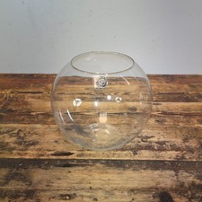 Vintage Hand Blown Glass Fish Bowl Bubble Vase Terrarium Handcrafted Clear 9"