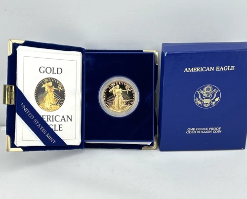 1986-W $50 American Gold Eagle 1 oz Bullion Proof US Coin with COA & Box OGP