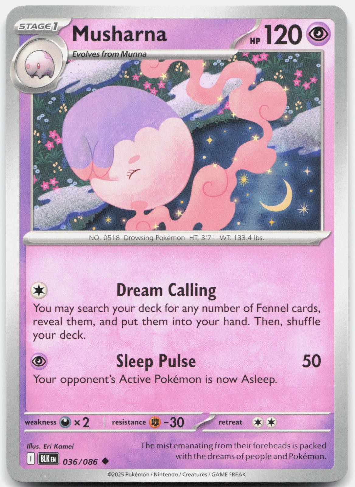 Musharna 036/086 Uncommon Black Bolt Pokemon Near Mint
