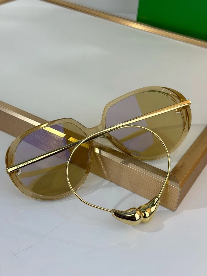 Gafas de sol para mujer Bottega Veneta marco dorado lentes marrones diseñador de lujo Italia » Foto 4 de 4