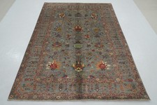 6x8 ft Gray Afghan Hand Knotted Wool Oriental Rug