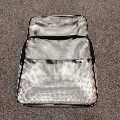 Book Bag Backpack Clear Grid Pattern Zipper Pockets Shoulder Straps