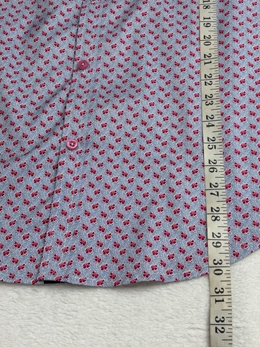 Riley Adams Mens Shirt L Blue Pink Floral Collared Button Up Formal Wedding - Picture 8 of 12