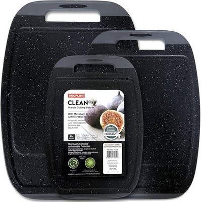 Microban Antimicrobial Plastic Cutting Board 3 Sets BPA Free Non-Slip EZ Grip