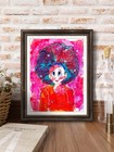 Original Modern Art 9x12 Pink Dragon Ball Bulma Portrait Acrylic Painting Paper — photo 4