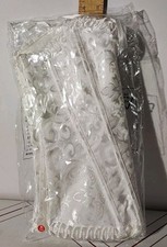 NEW In PKG Medium White Floral Satin Look Embossed Corset With Thong
