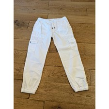 Sundry Womens White Cotton Cargo Jogger Pants Size 2 Ankle Zip Made in USA (397)