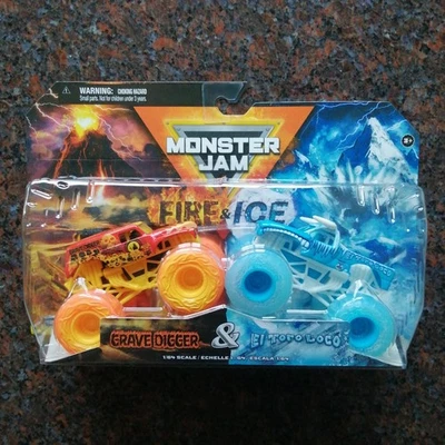 HOT WHEELS Monster Jam Double 1/64 - Grave Digger & El Toro Loco / FIRE & ICE