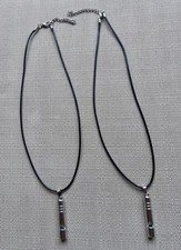 Pair of Whistle Pendant Necklaces   Emergency Survival Jewelry with Black Cord