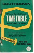 SOUTHDOWN BUS TIMETABLE BOOK EAST SUSSEX MAR 1969 WITH ROUTE MAP