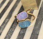 Vintage Double Druzy Quartz Crystal Ring Size 7 — photo 9