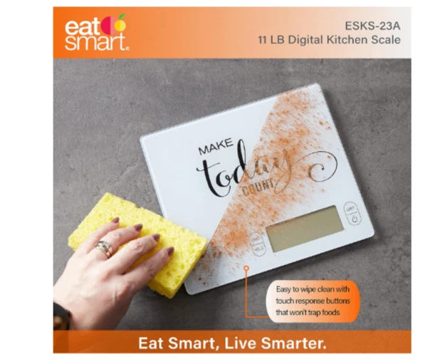 Báscula digital de cocina para alimentos Eat Smart 11 lb vidrio mensaje inspirador LCD Foto 2 de 4