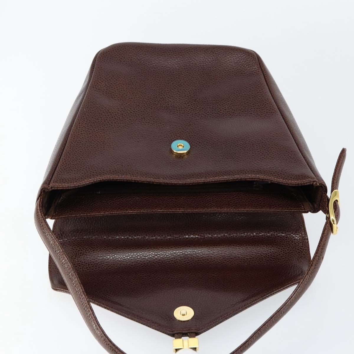 GIVENCHY Shoulder Bag Leather embossed Dark Brown Gold Auth am9398 image 10