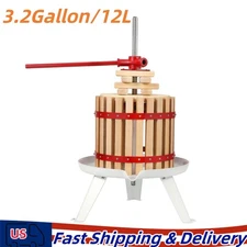 3.2 Gallon Fruit Wine Press Cider Grape Crusher Manual Juice Maker for Kitchen