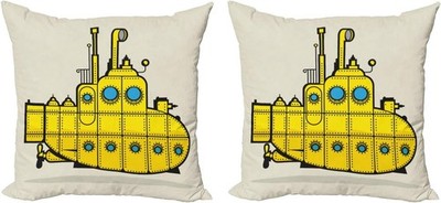 2PK Decorative Throw Pillow Cases Set Cushion Covers 16''x16'', Yellow Submarine