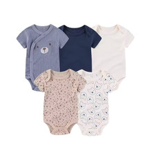 5 Pcs Fashion Cartoon Short Sleeve Baby Boy Girl Bodysuits Soft Newborn