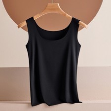 UK Ladies Sleeveless Ice Silk Cami Tank Top Vest Blouse Soft Underwear Plus Size