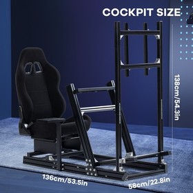 Supllueer 4080 Aluminum Racing Sim Cockpit With TV Stand Seat Fit Thrustmaster