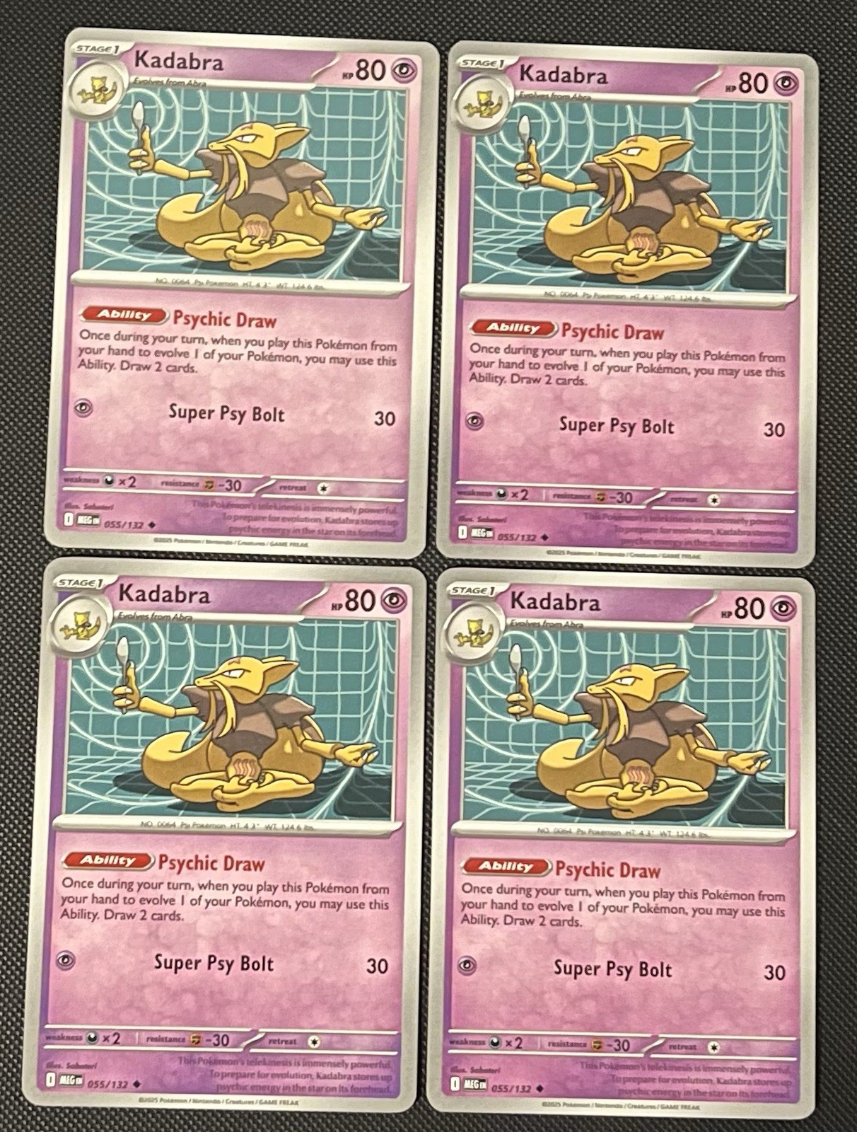 4x Kadabra 055/132 Mega Evolution Pokemon Playset x4 NM