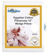 12" Wedge Pillow Case Cover, 100 Egyptian Cotton Sateen White