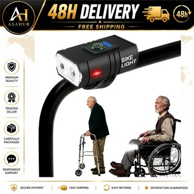 LED Wheelchair Walker Light USB Rechargeable Adjustable Angle Claive Kenila