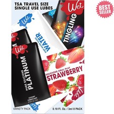 Silicone  Water-Based Lubricant Variety Pack  Perfect Travel Companion 8ct