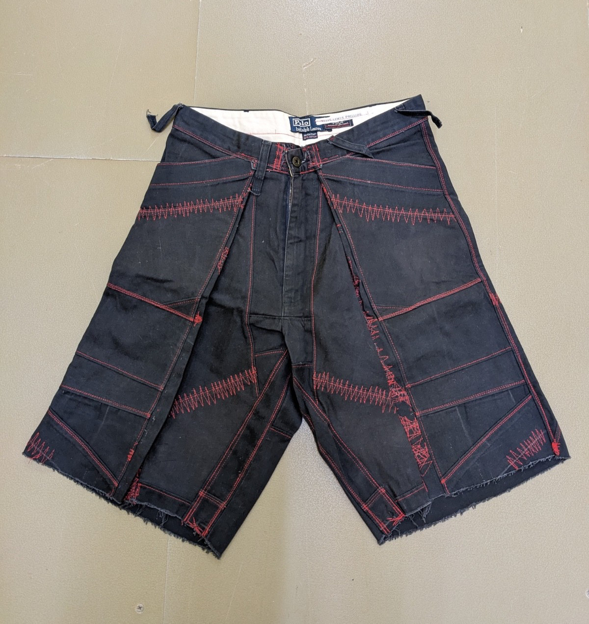 Upcycled custom handmade patchwork shorts, pleate… - image 1