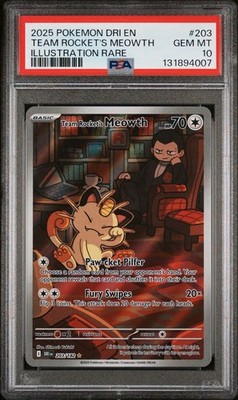 2025 POKEMON DRI EN-DESTINED RIVALS #203 TEAM ROCKET'S MEOWTH PSA