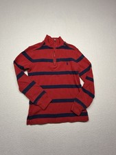 POLO Ralph Lauren Red Striped Boys 3/4 zip sweater pullover size S 8 