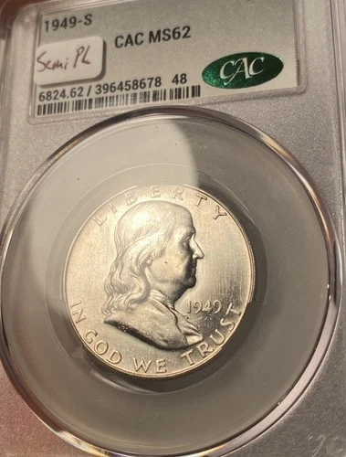 1949-S Franklin Half Dollar CACG MS62 CAC Semi PL Obverse