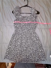 SHEIN Black White Ditsy Floral Ruffle Strap Mini Dress Size S