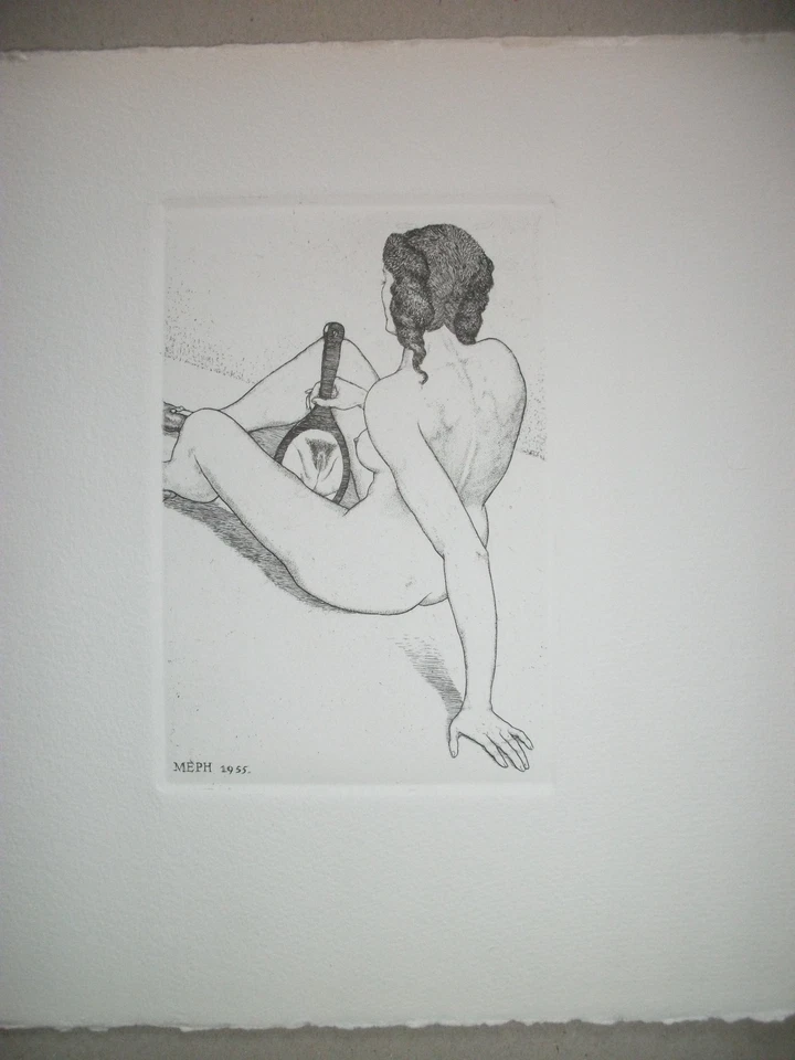 Martin Erich Philipp, Spiegelweibchen II, erotische Radierung 1955