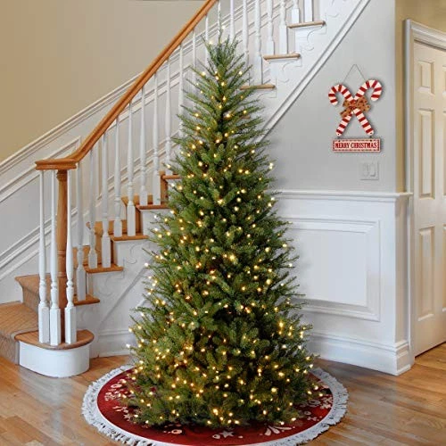 Pre-Lit Artificial Slim Christmas Tree, Green, White Lights, Includes 6.5 ft - Image 3 of 4