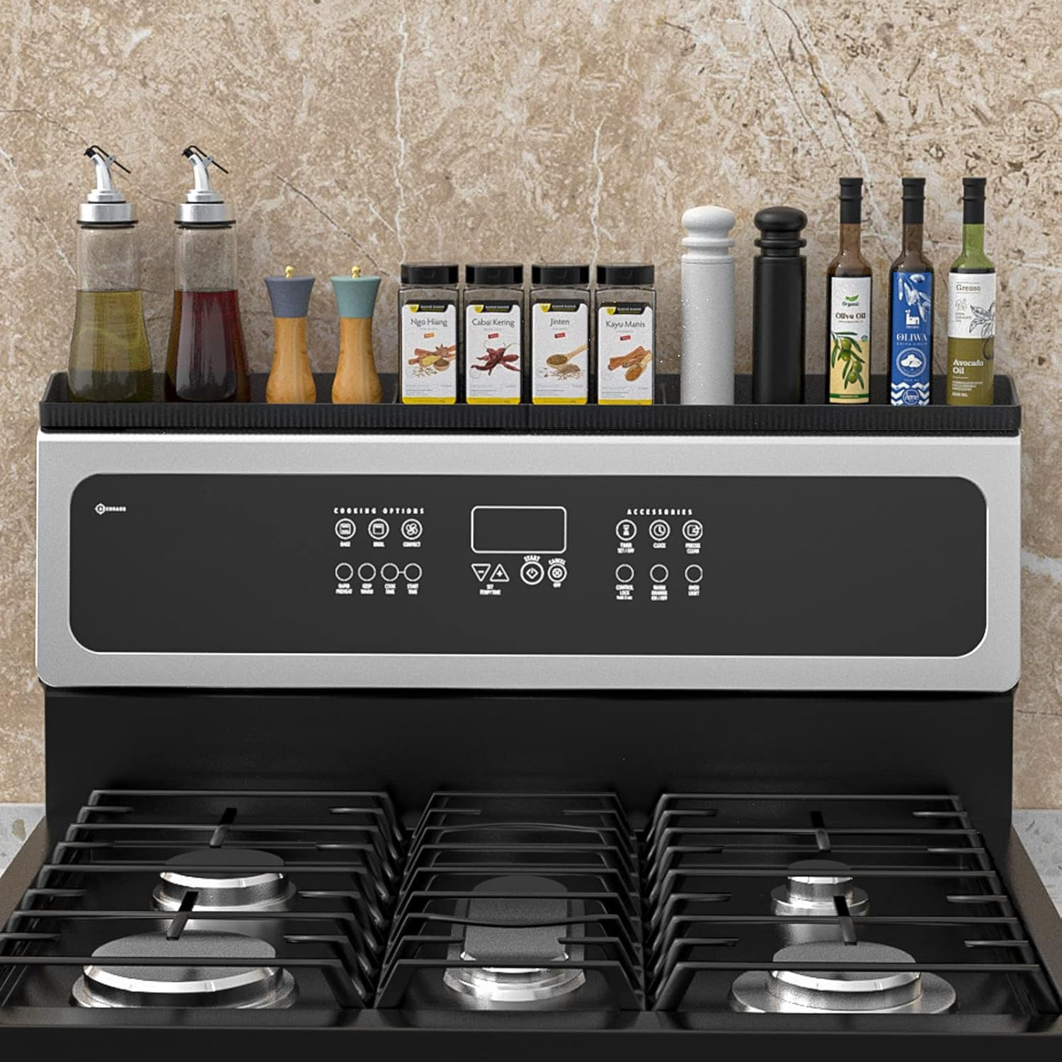 30 Inch Silicone Stove Top Shelf Magnetic for Kitchen Gadgets, Soft Flexible Str