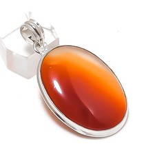 Natural Carnelian Gemstone 925 Sterling Silver Jewelry Pendant 2.05" Gift e966
