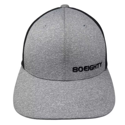 80EIGHTY Gray Black Mesh Back Flexfit Baseball Cap Hat One Size Embroidered Logo