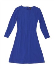 J. CREW Womens 365 Long Sleeve A-Line Dress UK 2 2XS Blue Cotton DS49