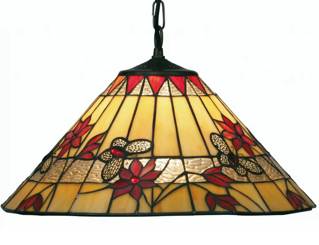 Ceiling Light Antique Butterfly Red Amber 420mm Oaks Lighting OT 2612/17 P