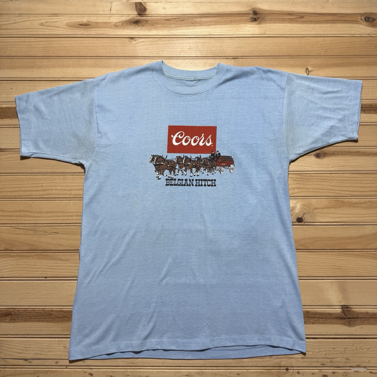 Vintage 80s Coors Beer Belgian Hitch Horse Carriage Tee - Size Large