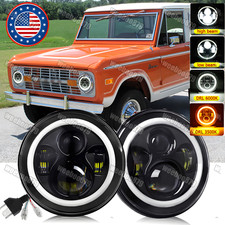Pair 7 Inch Led Headlights Hilo Sealed Beam Drl For 1966-1979 Ford Bronco Pair 7 Inch Led Headlights Hilo Sealed Beam Drl For 1966-1979 Ford Bronco